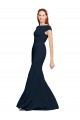 Fit and Flare Long Crepe Formal Dress with Tie Open Back UK