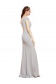 Fit and Flare Long Crepe Formal Dress with Tie Open Back UK