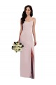 Spaghetti Strap V Back Crepe Formal Dress with Front Slit UK