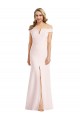 Off the Shoulder Notch Trumpet Crepe Formal Dress with Front Slit UK