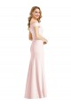 Off the Shoulder Notch Trumpet Crepe Formal Dress with Front Slit UK