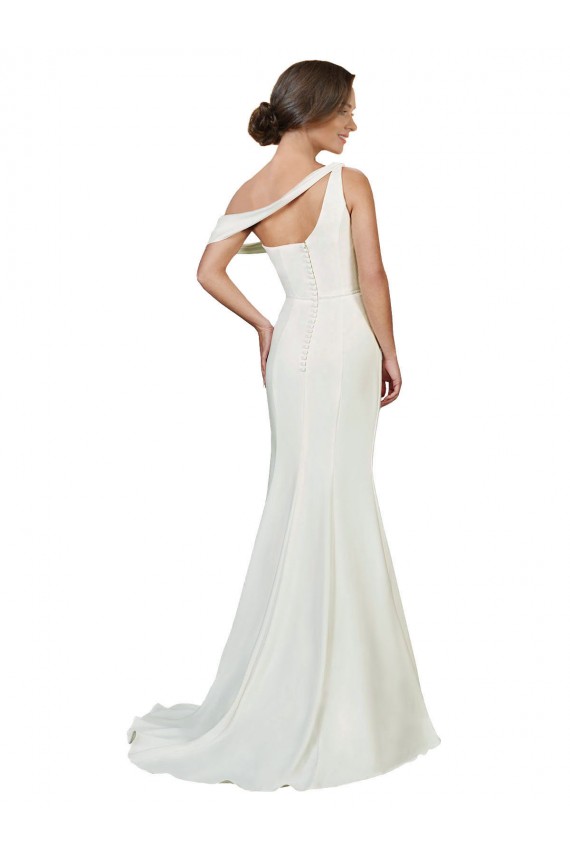 One Shoulder Crepe Formal Dress with Draped Off the Shoulder Strap UK