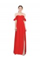 Double Ruffle Flounce Sleeves Crepe Formal Dress with Slit UK