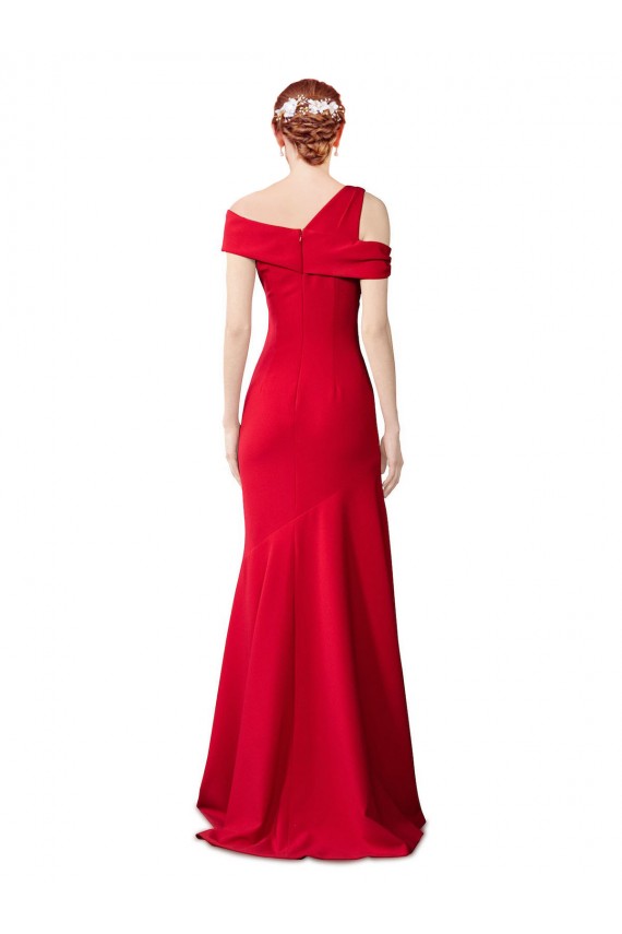 Sleeveless Ruched Crepe Mermaid Formal Dress with Off The Shoulder Detail UK