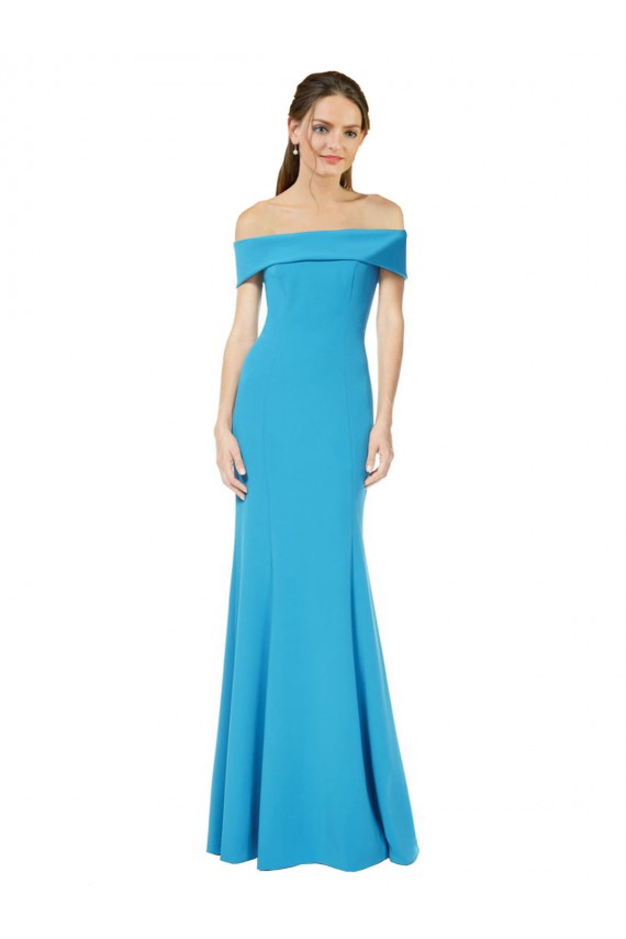 Off the Shoulder Crepe Formal Dress with Fitted Silhouette UK