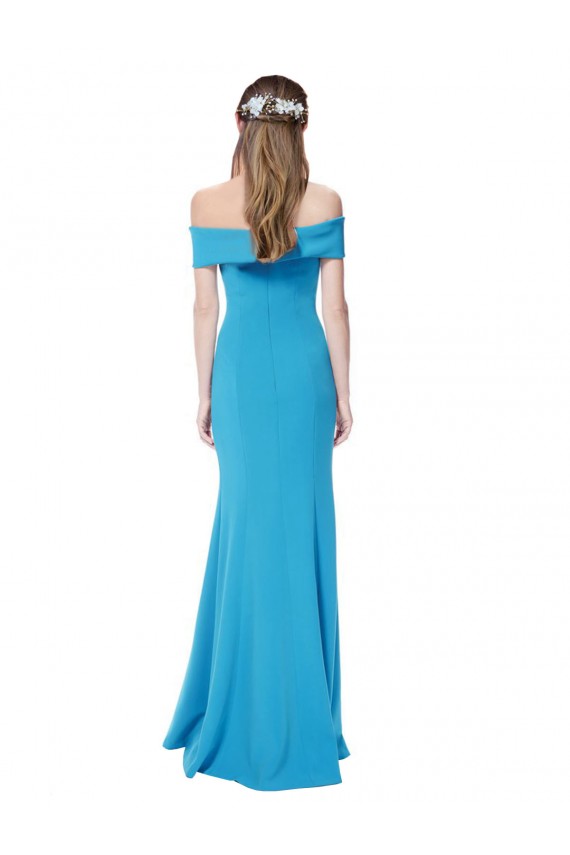 Off the Shoulder Crepe Formal Dress with Fitted Silhouette UK