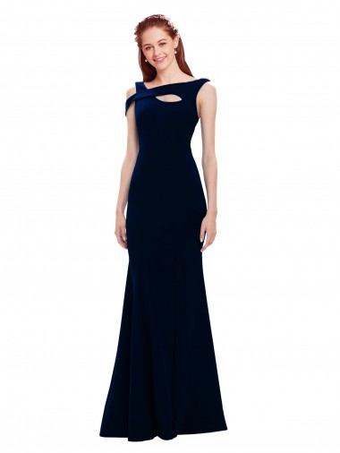 Sleeveless Crepe Mermaid Formal Dress with Side Slit UK