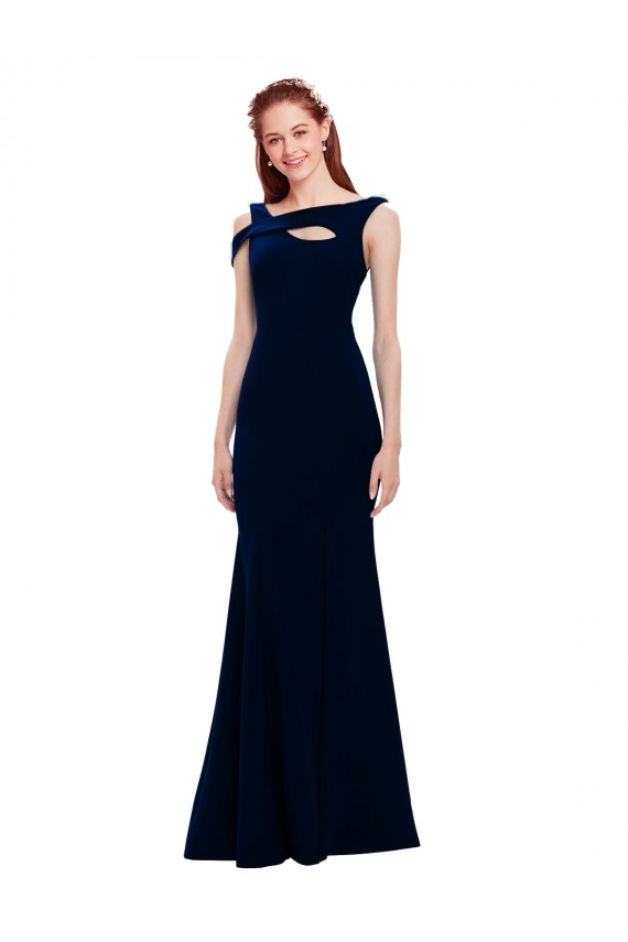 Sleeveless Crepe Mermaid Formal Dress with Side Slit UK