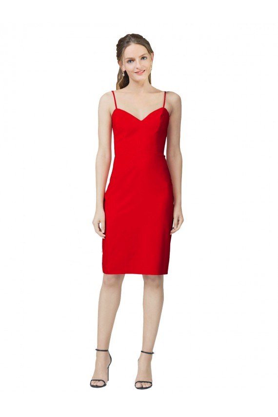 Sleeveless Cocktail Length Sweetheart Neckline Crepe Formal Dress UK