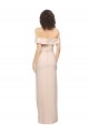 Off the Shoulder Long Crepe Formal Dress with Waist Tie and Slit UK