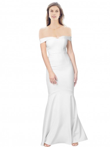 Mermaid Off the Shoulder Long Crepe Formal Dress with Low Back UK