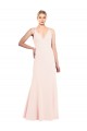 Slim A-Line V-Neck Long Stretch Crepe Formal Dress with V-Back UK