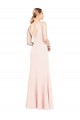 Slim A-Line V-Neck Long Stretch Crepe Formal Dress with V-Back UK