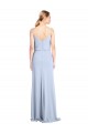 Feminine Cowl Neck Slim Floor Length Stretch Crepe Formal Dress UK