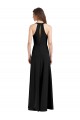 Sleek Halter V-Neck Long A-Line Stretch Crepe Formal Dress with Front Slit UK