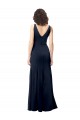 Classic V-Neck Long Stretch Crepe Formal Dress with V-Back UK