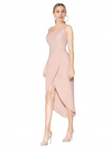 Short Knee Length Crepe Cocktail Formal Dress UK