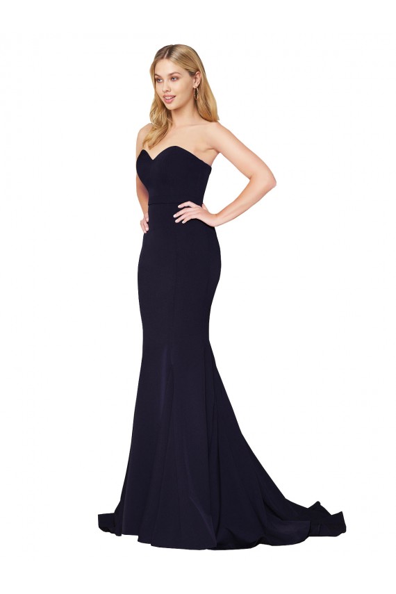 Sweetheart High Neck Sweep Train Sleeveless Crepe Formal Dress UK