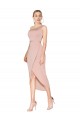 Knee Length One Shoulder Crepe Short Wrap Cocktail Formal Dress UK