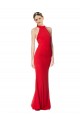 Halter Neck Keyhole Back Sleeveless Crepe Maxi Formal Dress UK