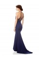 High Neck Fishtail Crepe Formal Dress with Open Back Detail UK