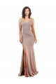 Fishtail Shape V-Neck Crepe Formal Dress with Slit UK