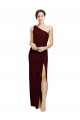 One Shoulder Sheath Crepe Formal Dress with High Side Split UK