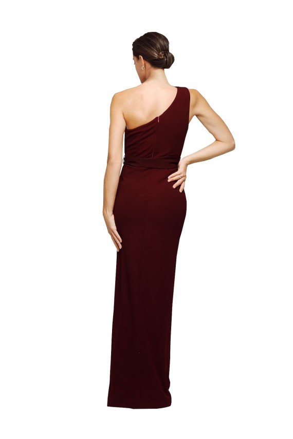One Shoulder Sheath Crepe Formal Dress with High Side Split UK