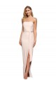 Full Length Low Back Strapless Crepe Formal Dress with Thigh High Side Split UK