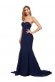 Fit and Flare Sweetheart Long Crepe Formal Dress with Sweep Train UK