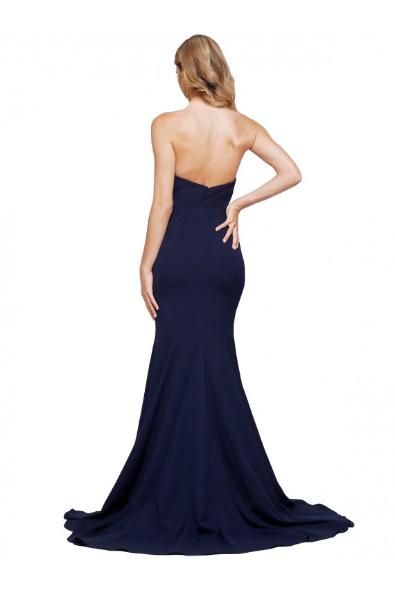 Fit and Flare Sweetheart Long Crepe Formal Dress with Sweep Train UK