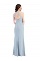Open Back Halter Maxi Crepe Formal Dress with Draped Bow UK