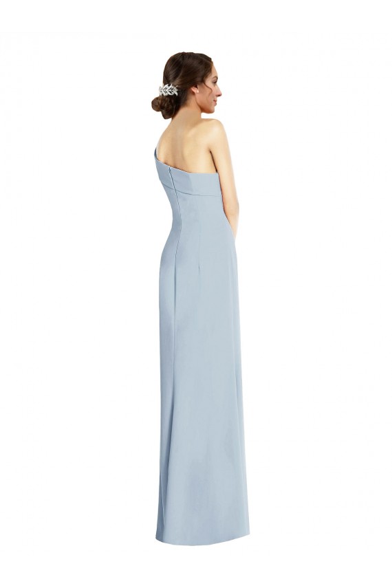 Asymmetrical Off the Shoulder Cuff Trumpet Crepe Formal Dress With Front Slit UK