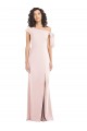 Off the Shoulder Tie Detail Trumpet Crepe Formal Dress with Front Slit UK