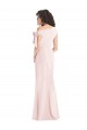 Off the Shoulder Tie Detail Trumpet Crepe Formal Dress with Front Slit UK