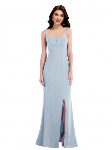 Flattering Trumpet Maxi Crepe Formal Dress with Front Slit UK