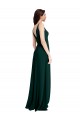 Slim A-Line V-Neck Full Length Crepe Formal Dress with Side Slit UK
