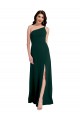 A-Line Slim One Shoulder Crepe Formal Dress with Asymmetrical Straps and Side Slit UK