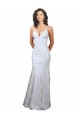 V-Neckline Backless Floral Patterned Sequin Formal Dress UK