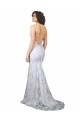 V-Neckline Backless Floral Patterned Sequin Formal Dress UK