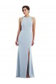 Cutout Open Back Halter Maxi Crepe Formal Dress with Scarf Tie UK