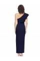Ruched Floor Length Long Crepe Formal Dress with Shoulder Ruffles UK