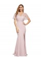 Crepe Long Sweetheart Neckline Formal Dress with Tulle Overlay Shoulders UK