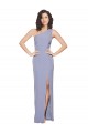 Floor Length One Shoulder Crepe Formal Dress with Pencil Skirt and Side Split UK