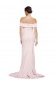 Off Shoulder Long Crepe Formal Dress with Straight Neckline and Side Split UK