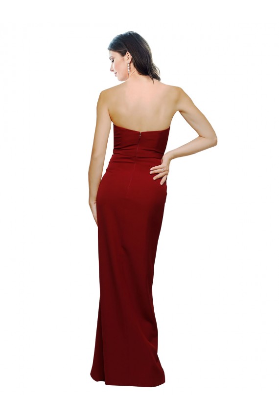 Straight Pencil Skirt Long Sweetheart Crepe Formal Dress with High Side Split UK