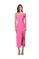 One Shoulder Neckline Short Midi Length Crepe Cocktail Formal Dress UK