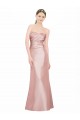 Long Strapless Stretch Satin Formal Dress with Pleats and Low Back UK