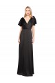Cap Sleeves Open Back Long Stretch Satin Formal Dress UK