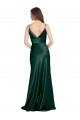 High V-Neck Long Full Length Sheath Stretch Satin Formal Dress UK
